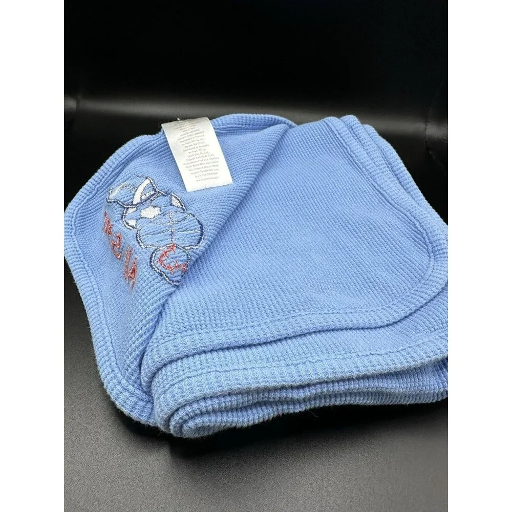 Koala Baby All Star Sports‎ Balls Baby Blanket Blue Waffle Weave Thermal Vtg TRU